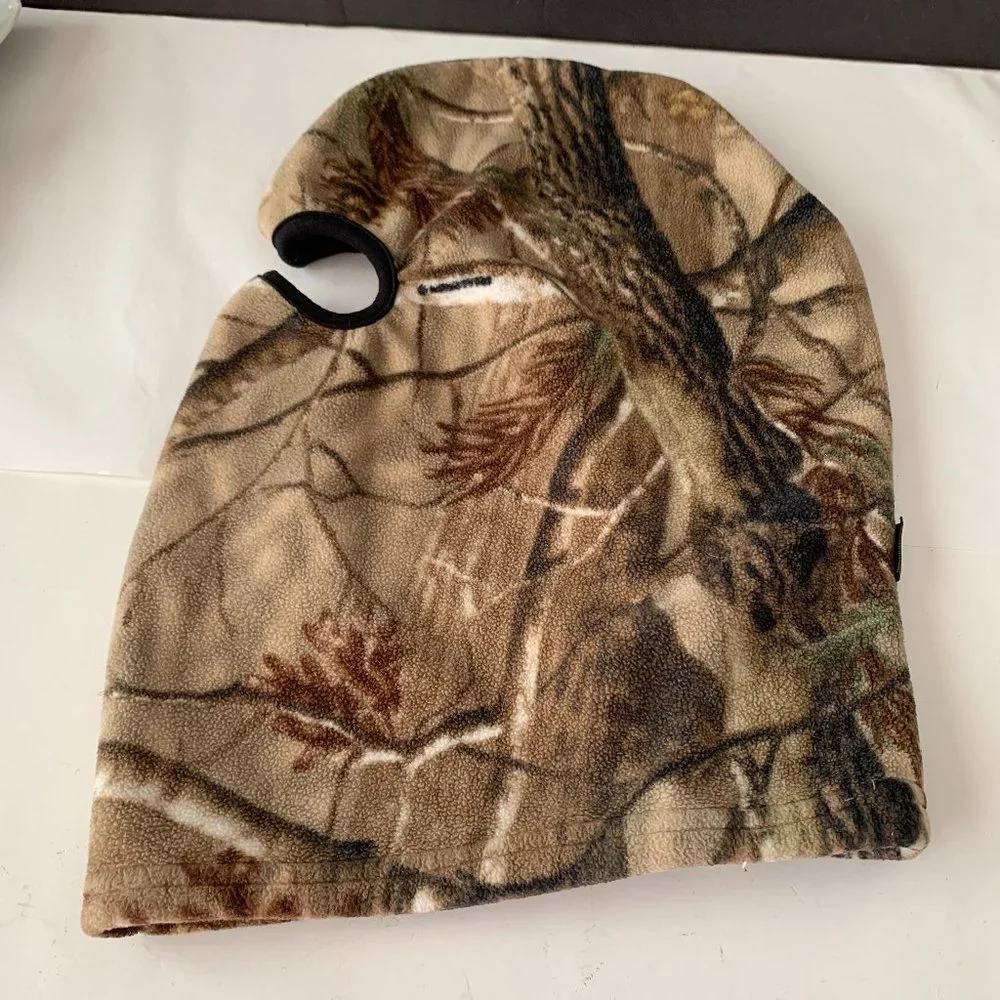 CABELA'S FLEECE DRY PLUS HUNTING MASK CAMO 100% POLYESTER MADE IN MEXICO